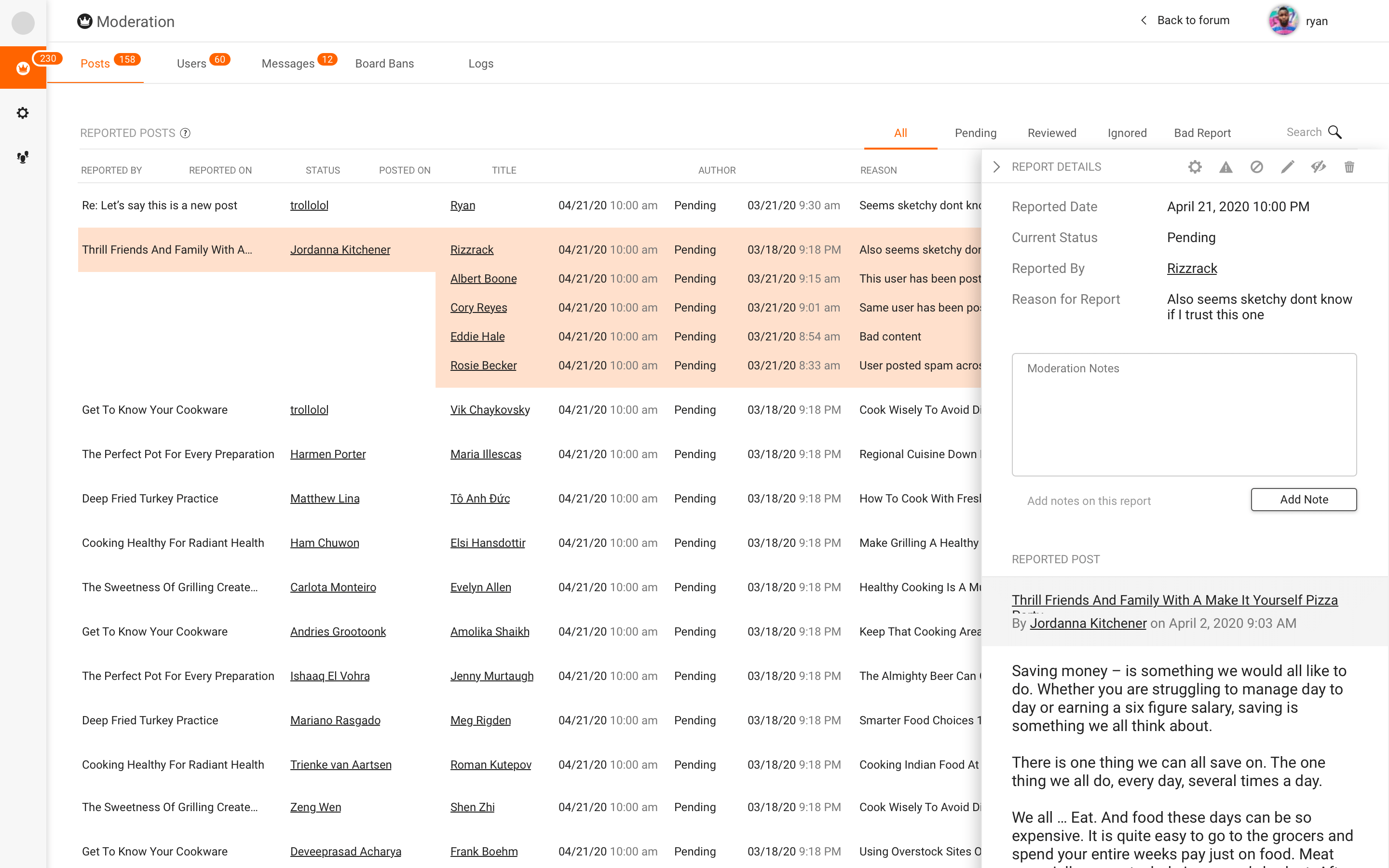 Notification details view