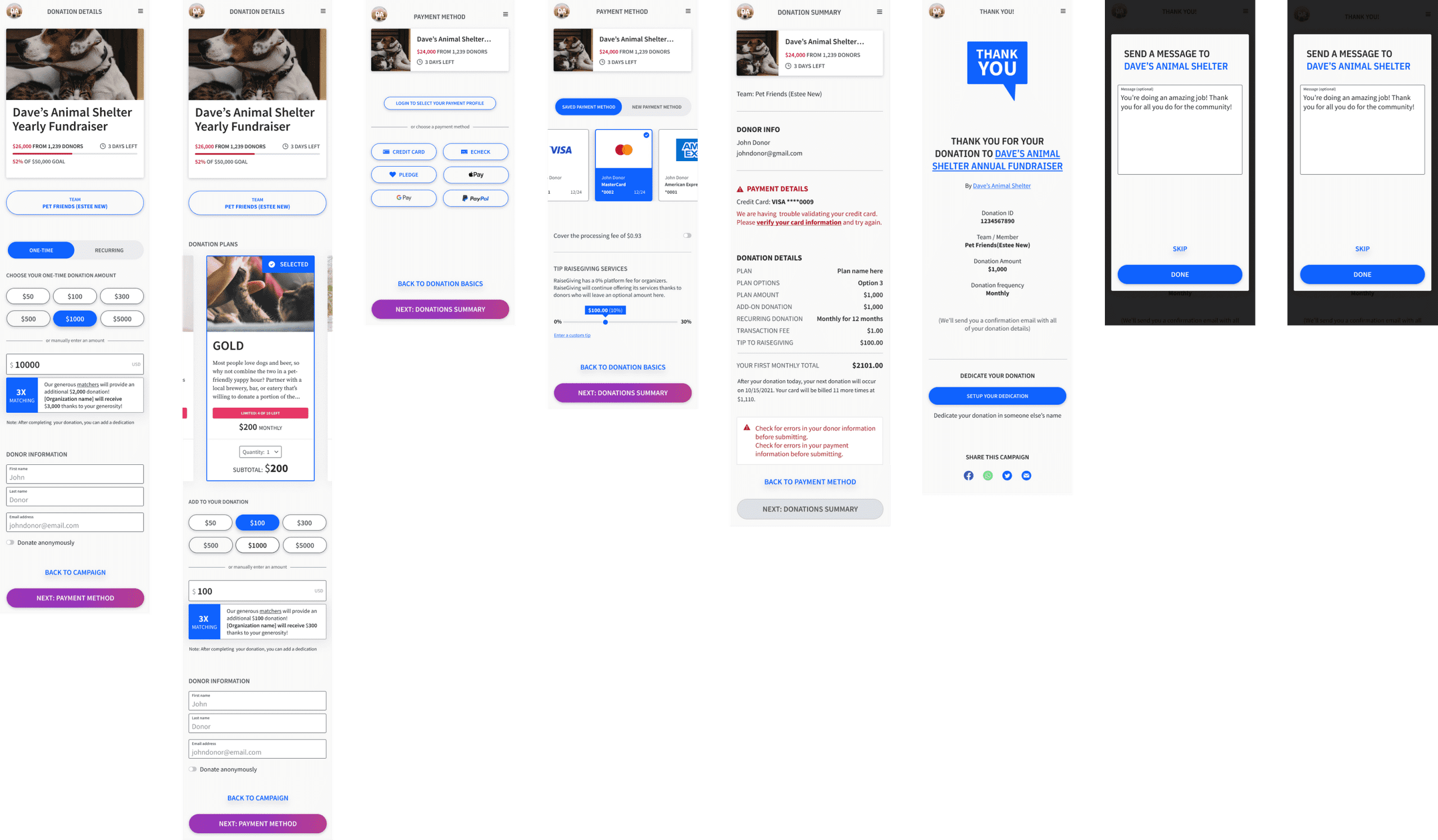 Separating the checkout process into multiple views