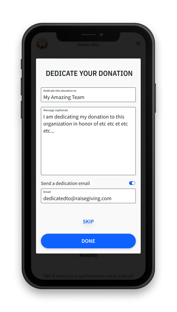 Dedicate your donation