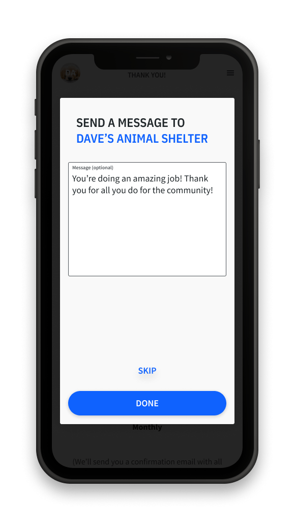 Message the organization